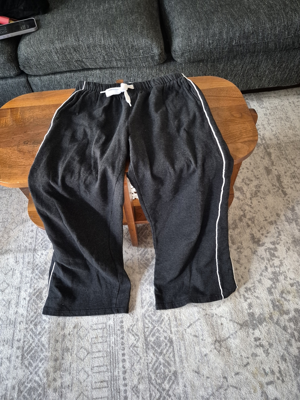 Ardene Black Kids Sweatpants with White Side Stripe and Drawstring